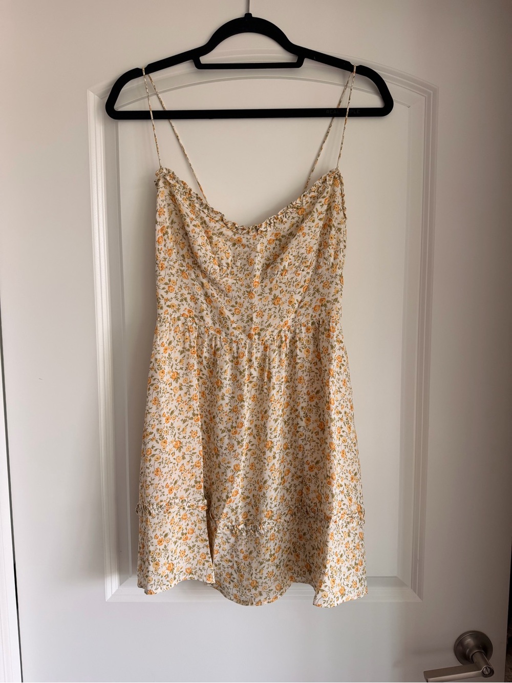 Reformation Yellow Floral Spaghetti-Strap Mini Dress